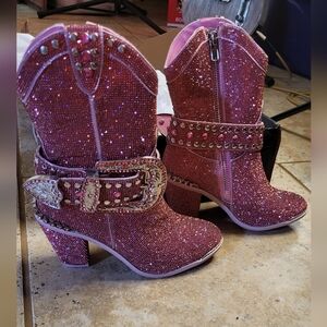 Dollskill Pink Rhinestone Boots